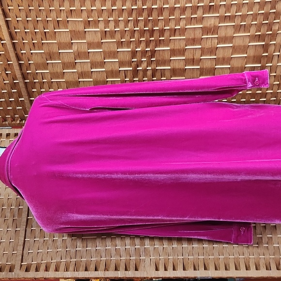 SOFT SURROUNDINGS, Women's Velvet-Like Material, Fall, Hot Pink Oversize Shirt - Picture 4 of 8